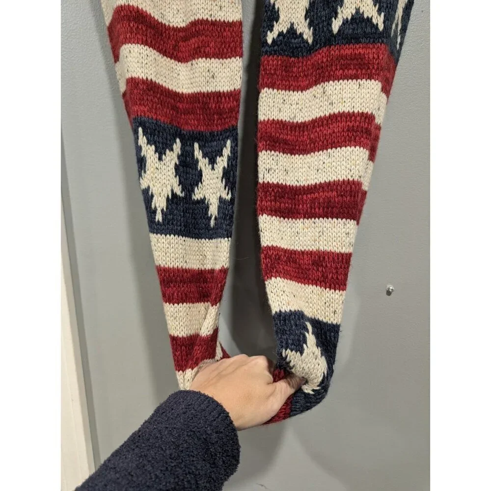 MUKLUKS American Flag Infinity Sweater Scarf Red Blue Stars Stripe Patriotic